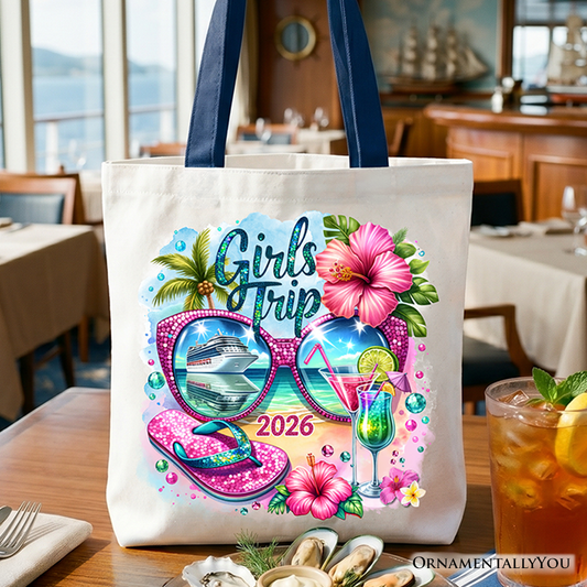 Cruise Girls Trip 2026 Tote Bag, Vacation Tropical Gift Shopper