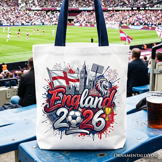 England 2026 Soccer Cup Global Championship Tote Bag, Fans Football Gift Shopper