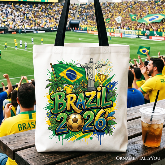 Brazil 2026 Soccer Cup Global Championship Tote Bag, Fans Football Gift Shopper
