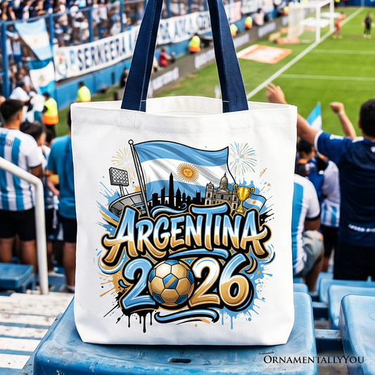Argentina 2026 Soccer Cup Global Championship Tote Bag, Fans Football Gift Shopper