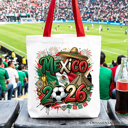 Mexico 2026 Soccer Cup Global Championship Tote Bag, Fans Football Gift Shopper