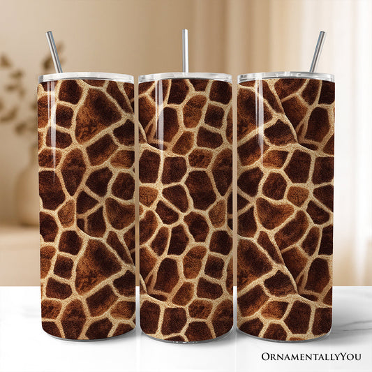 Safari Giraffe Print 20oz Personalized Tumbler With Lid and Stainless Steel Straw, Stylish Wildlife Gift Cup