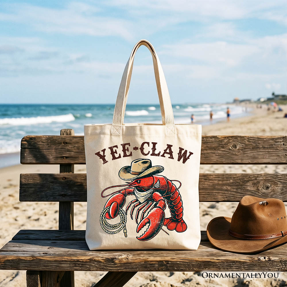 Yee Claw Lobster Western Tote Bag, Funny Cowboy Animal Gift Shopper