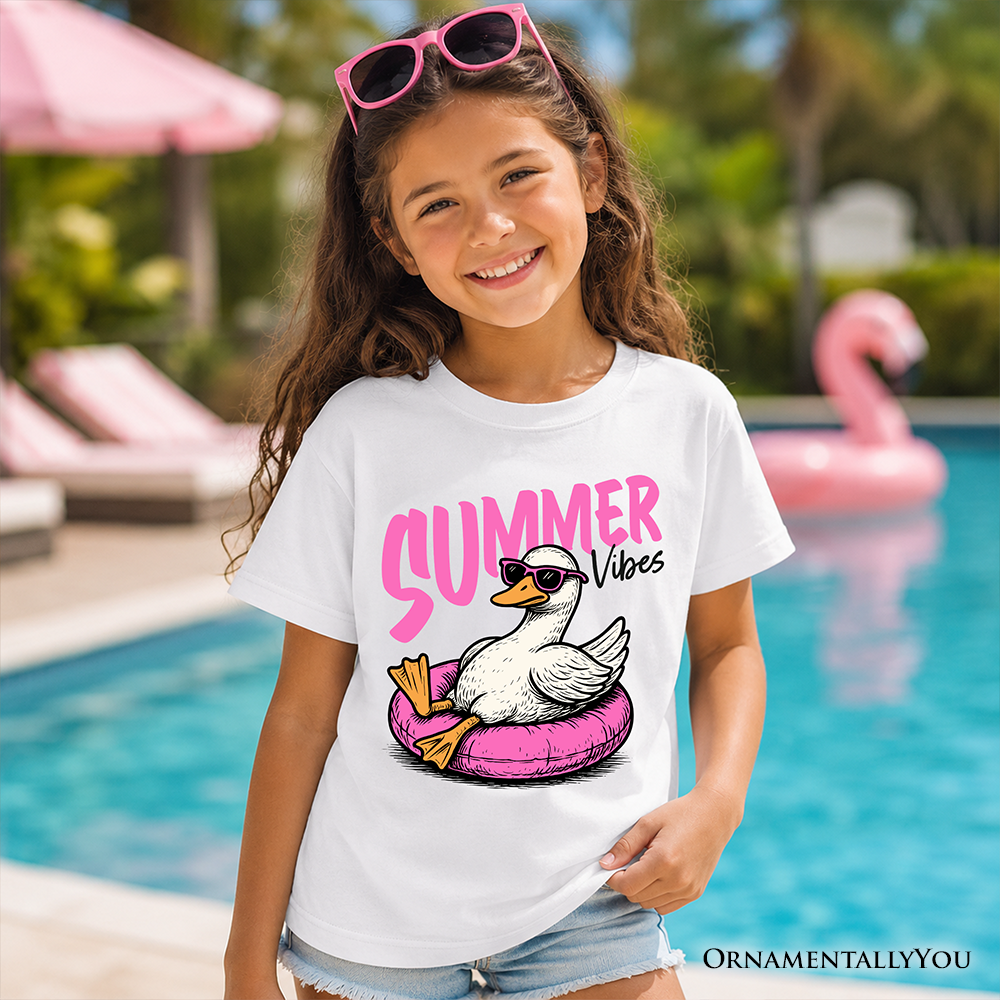 Kids Summer Vibes Goose T-Shirt, Funny Beach Vacation Youth Tee