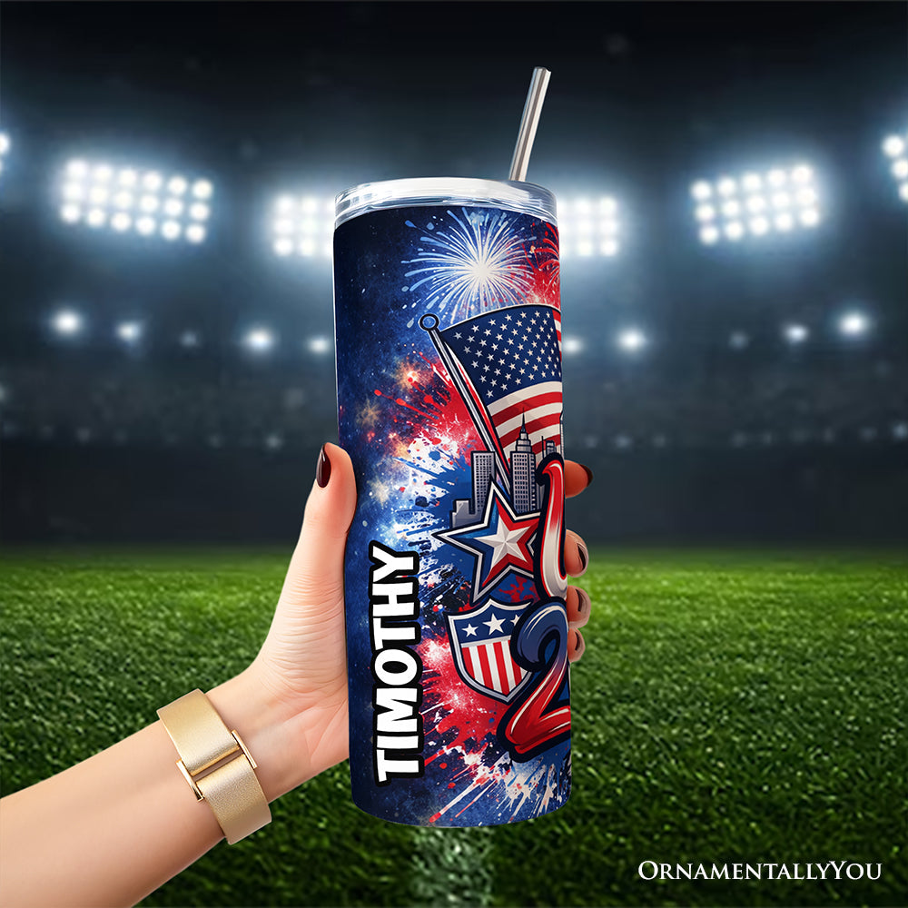USA 2026 Soccer Cup Global Championship 20oz Tumbler With Lid and Stainless Steel Straw, Fans Football Gift Cup