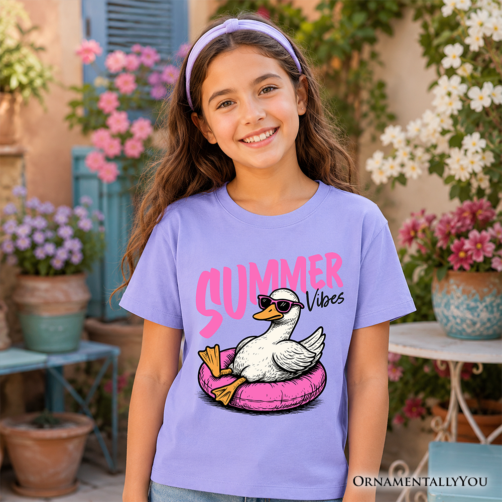 Kids Summer Vibes Goose T-Shirt, Funny Beach Vacation Youth Tee