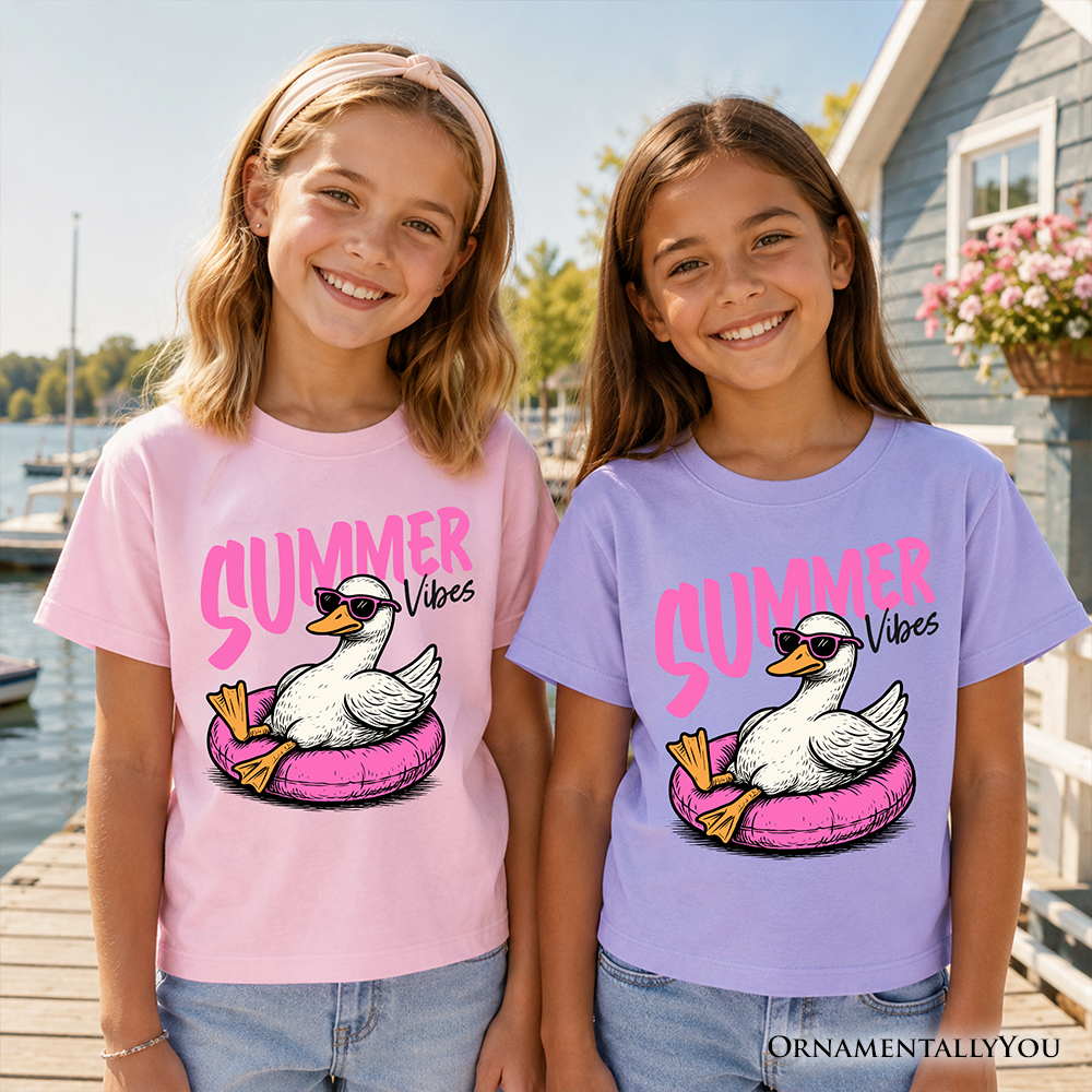 Kids Summer Vibes Goose T-Shirt, Funny Beach Vacation Youth Tee