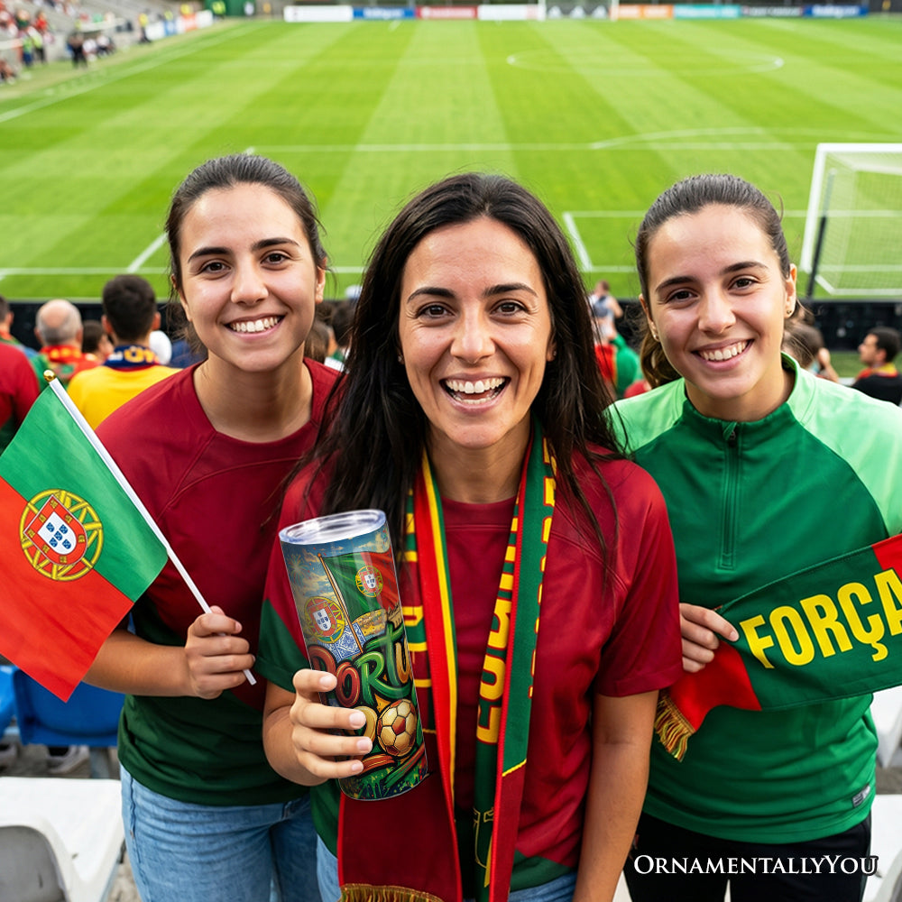 Portugal 2026 Soccer Cup Global Championship 20oz Tumbler With Lid and Stainless Steel Straw, Fans Football Gift Cup