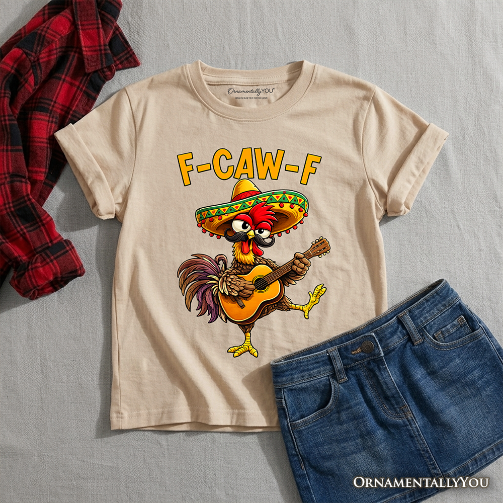 Kids F-CAW-F Rooster Cinco De Mayo T-Shirt, Funny Mexican Youth Tee