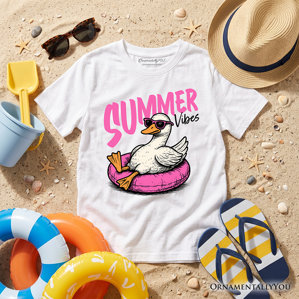 Kids Summer Vibes Goose T-Shirt, Funny Beach Vacation Youth Tee