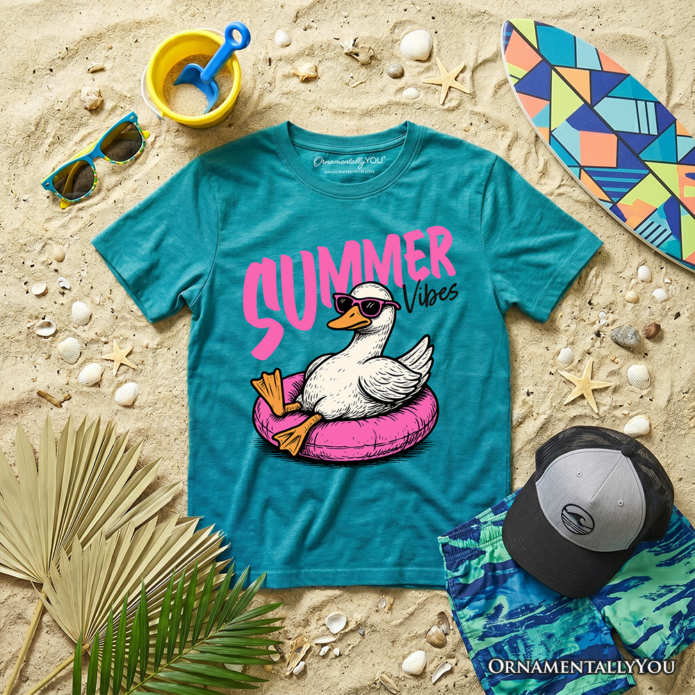 Kids Summer Vibes Goose T-Shirt, Funny Beach Vacation Youth Tee