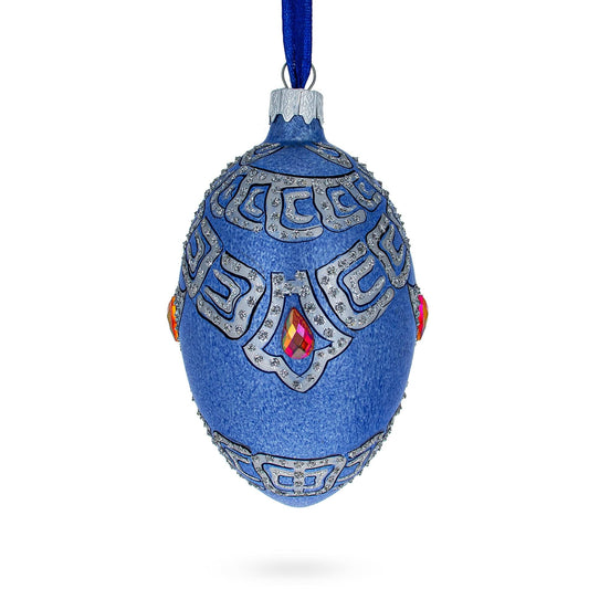 French Designer Riders of the Knights Bracelet Glass Egg Christmas Ornament 4 Inches