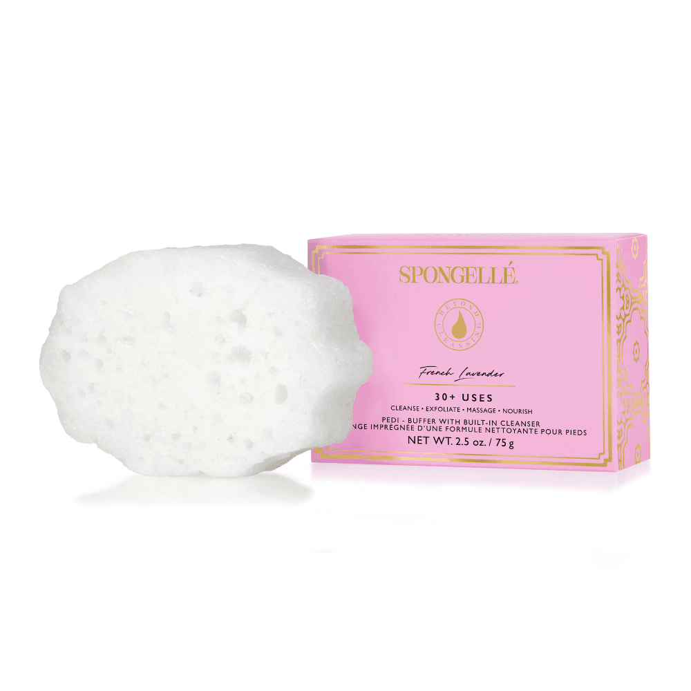 a pink box with a white sponge on it