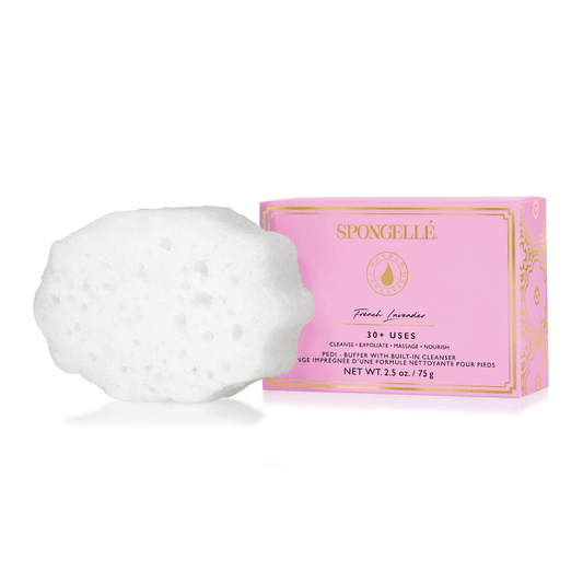 a pink box with a white sponge on it