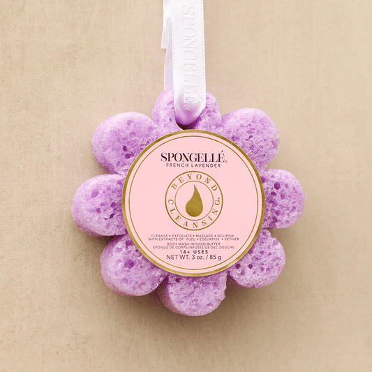 a purple sponge in a flower shape
