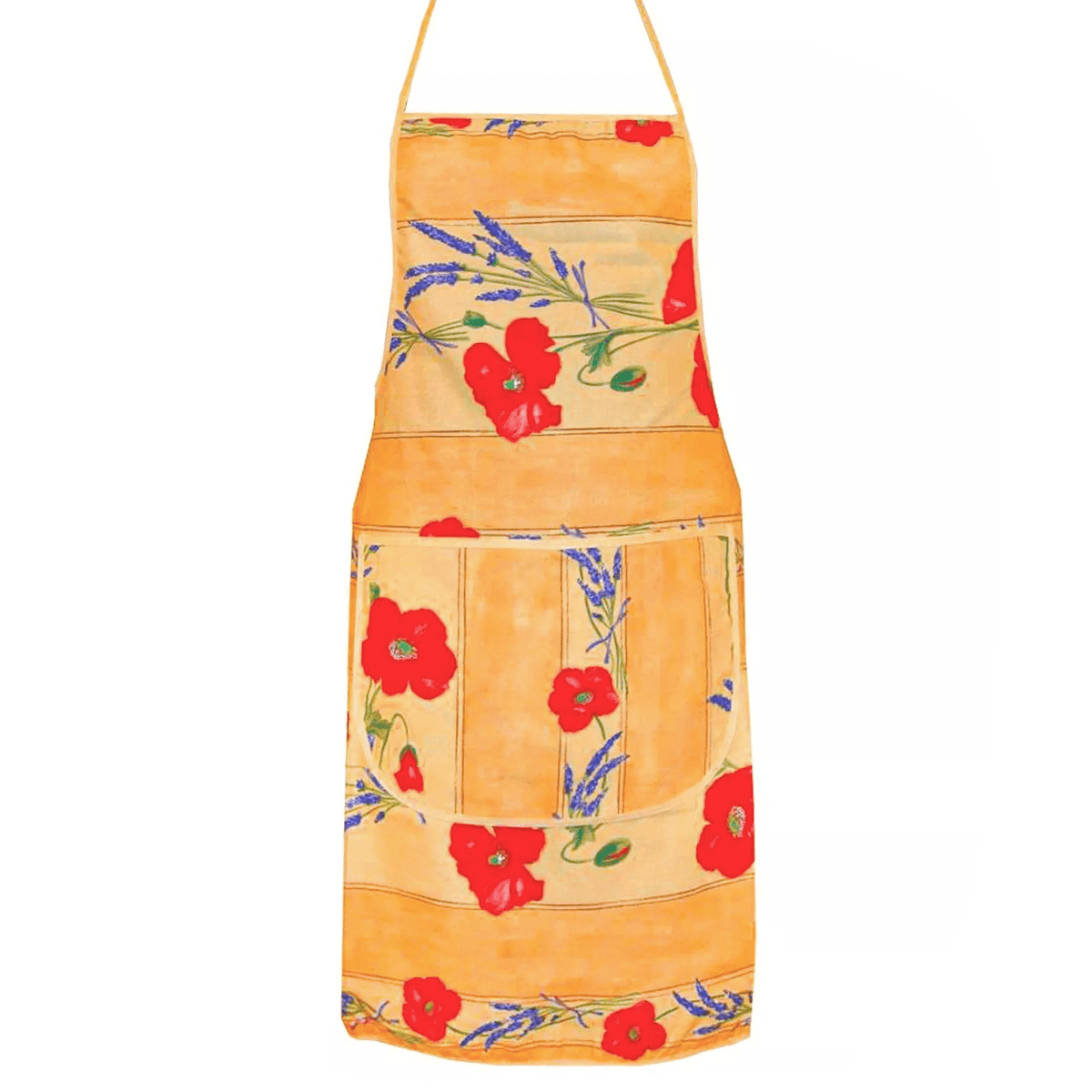French kitchen apron - 100% Cotton - Poppies yellow | Tissus Toselli