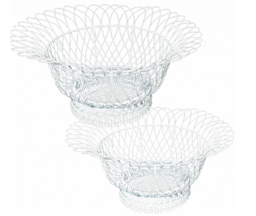 Round Flared White French Wire Basket (2 Sizes)