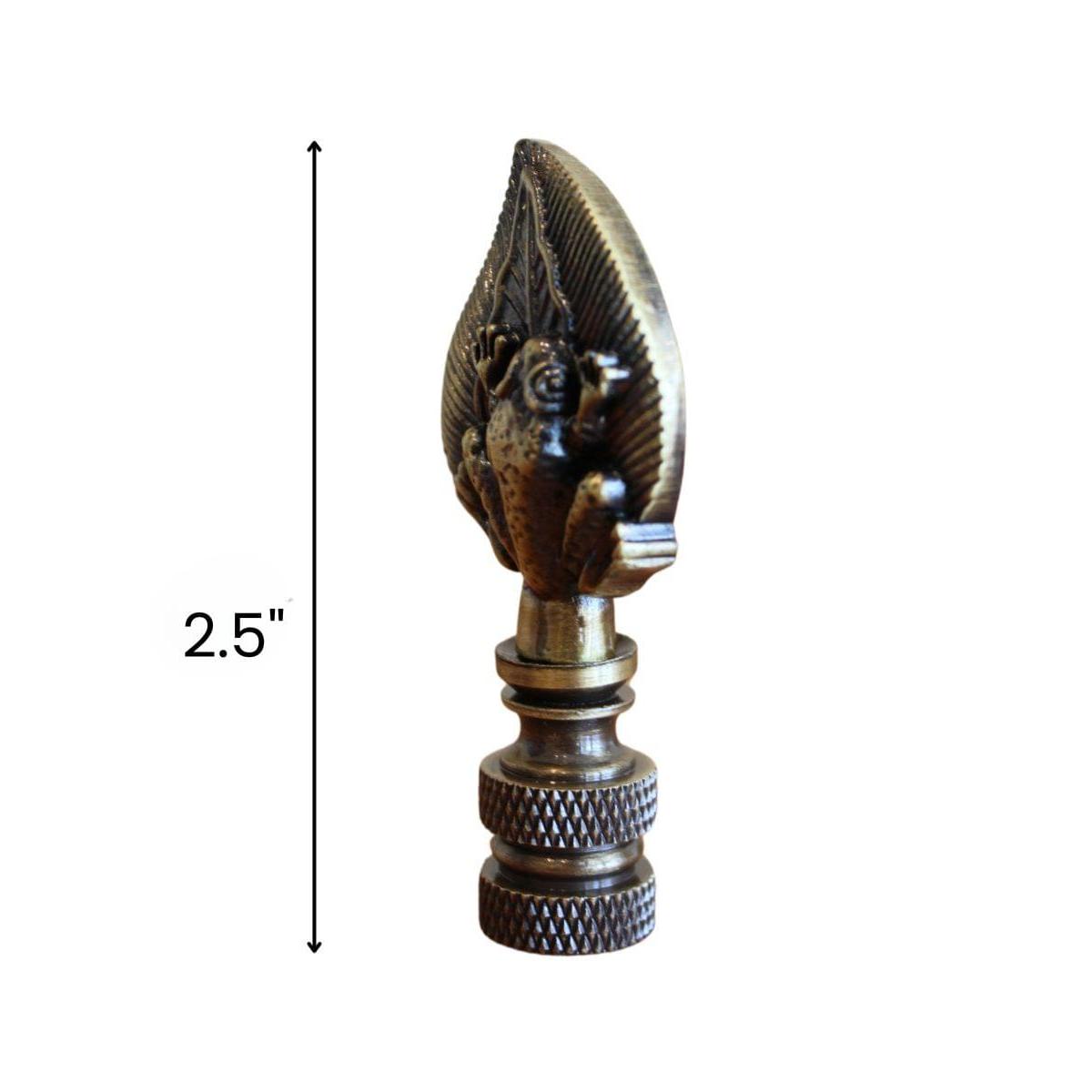 Frog-on-Lily-Pad Lamp Finial Antique Brass, 2.4"h