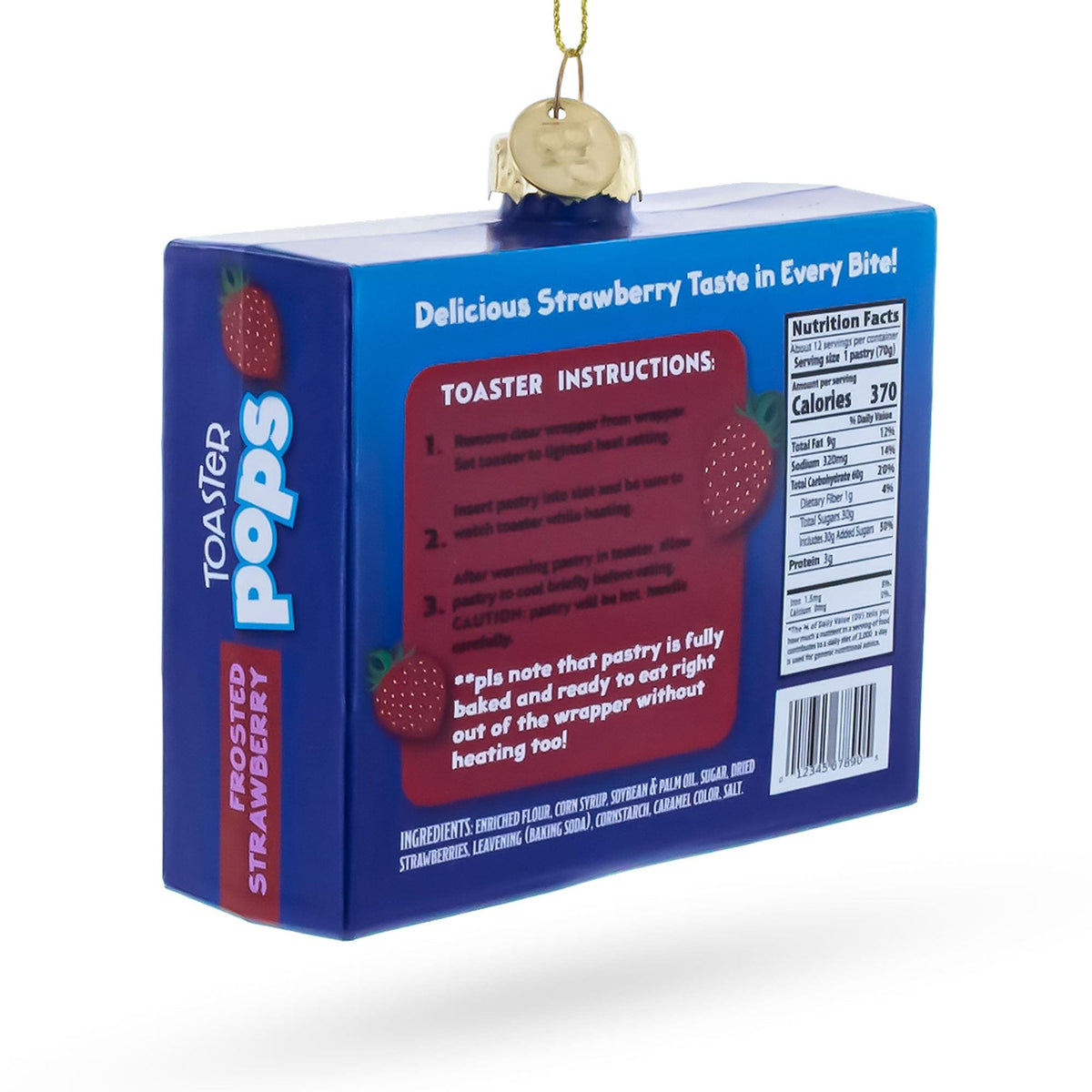 Frosted Strawberry Toaster Box Glass Christmas Ornament