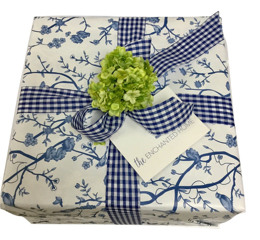 Reversible Blue and White Chinoiserie  gift wrap