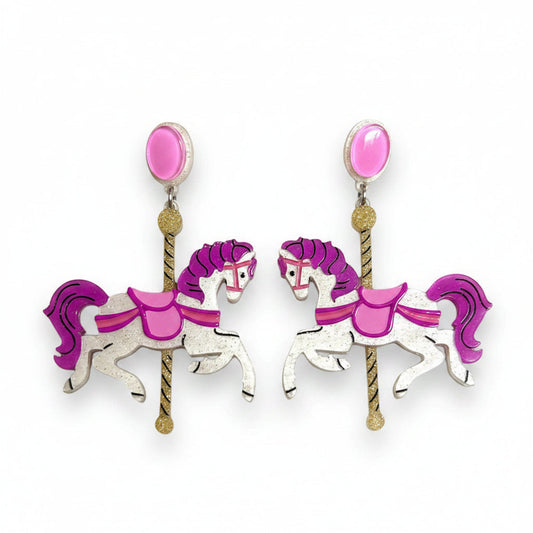 a pair of carousel horses earrings