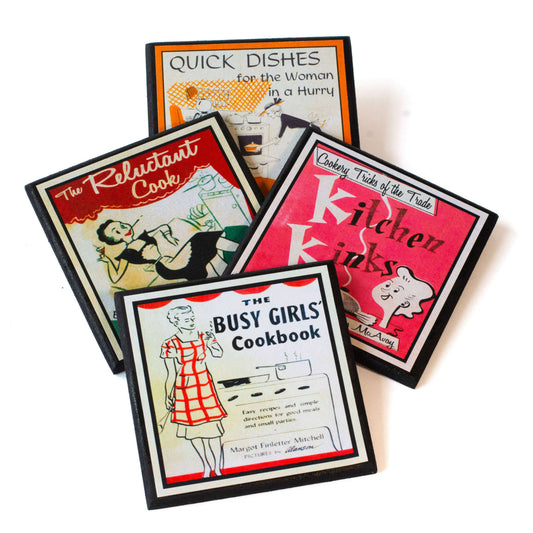 a group of coasters with images