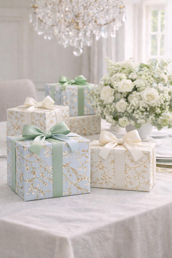Ivory with Gold Chinoiserie Gift Wrap