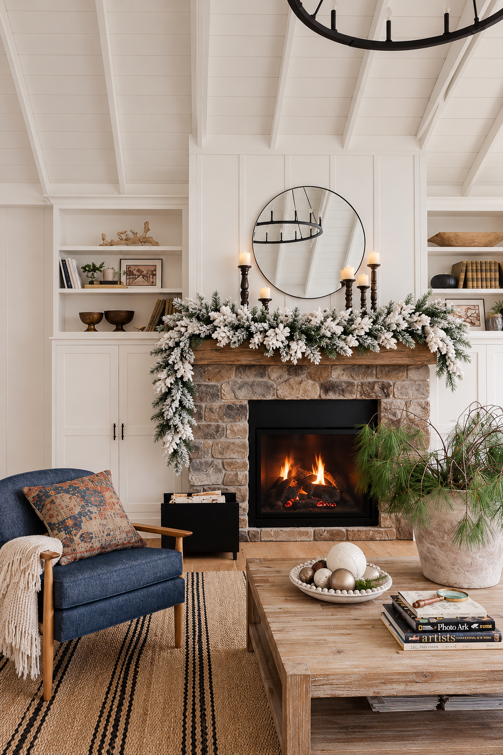 9' Heavy Snow Flocked Alpine Garland