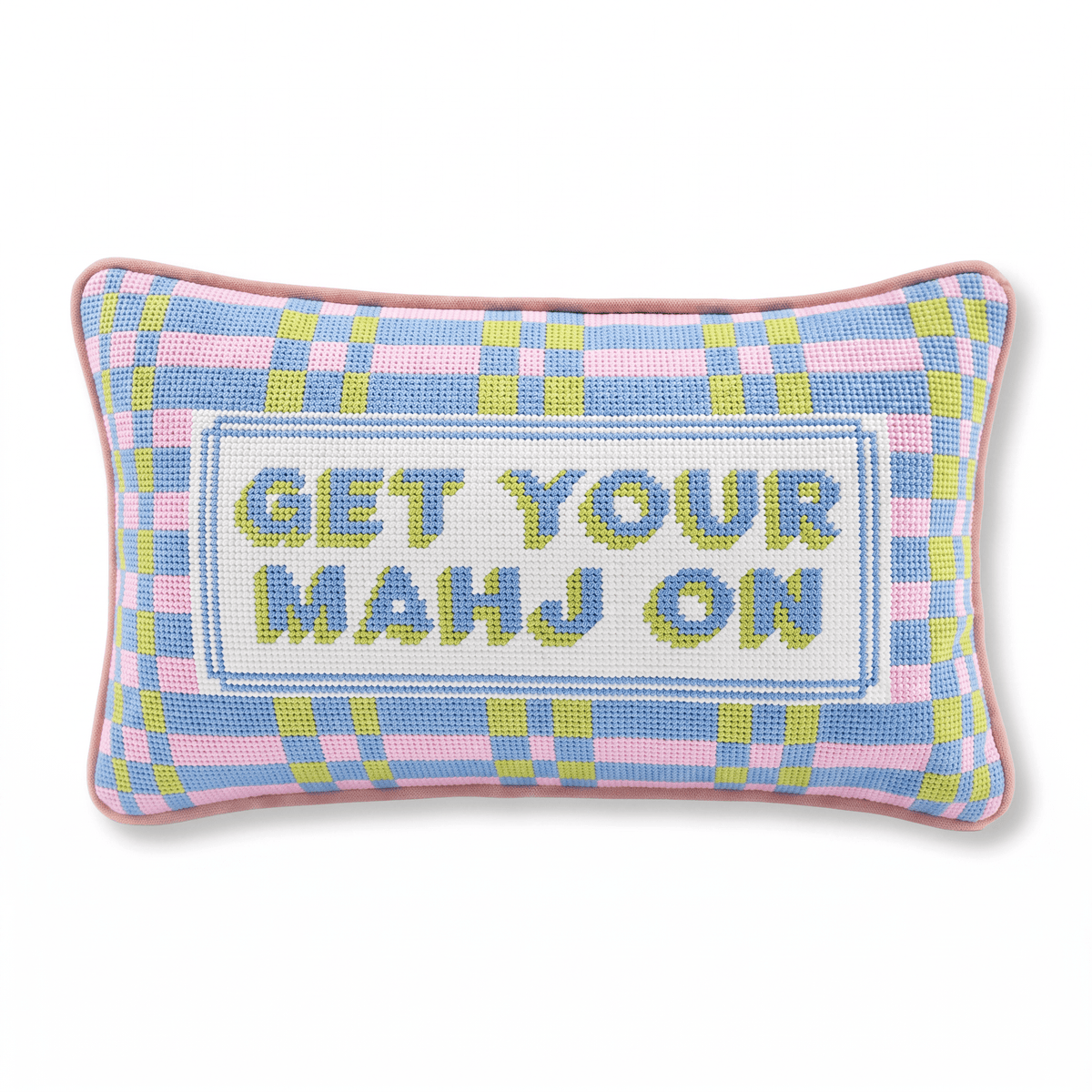 Get Your Mahj On Needlepoint Pillow