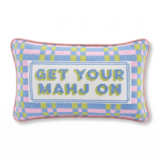 Get Your Mahj On Needlepoint Pillow