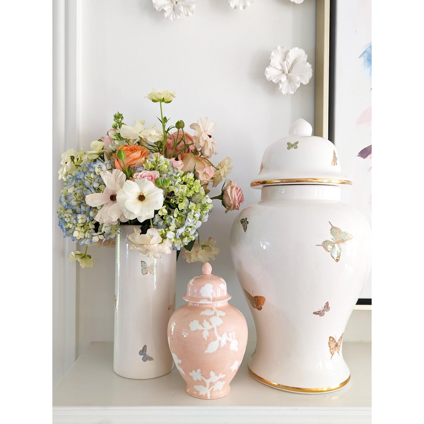 Gilded Butterflies Column Vase