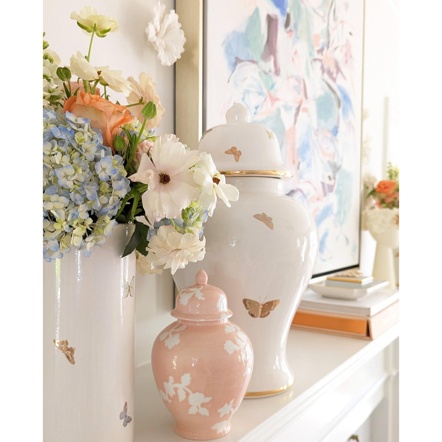 Gilded Butterflies Column Vase