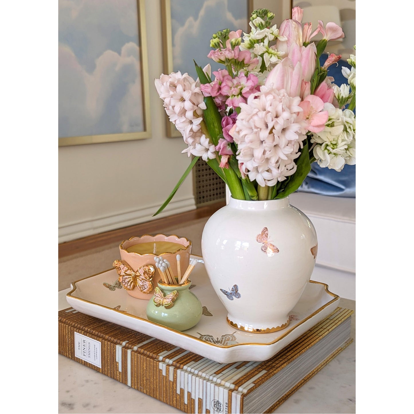 Gilded Butterflies Trays with 22K Gold Accent