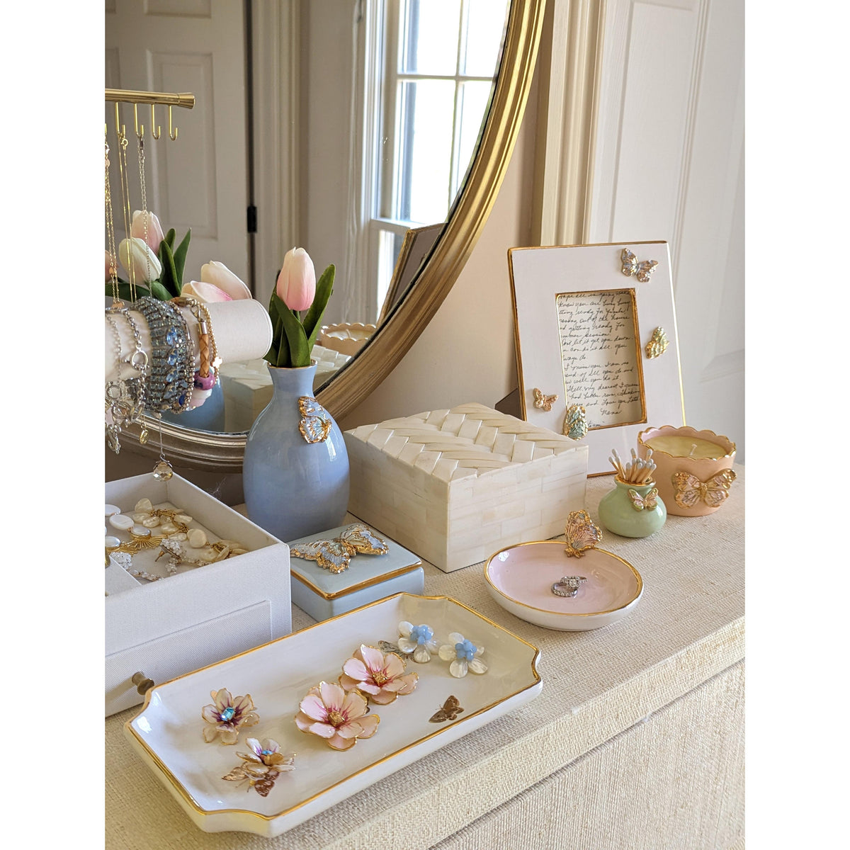 Gilded Butterflies Trays with 22K Gold Accent
