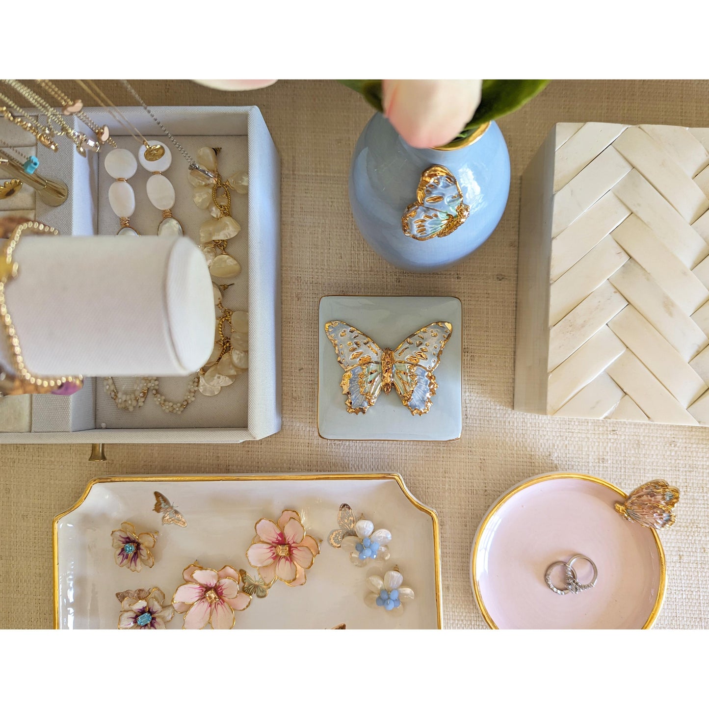 Gilded Butterflies Trays with 22K Gold Accent