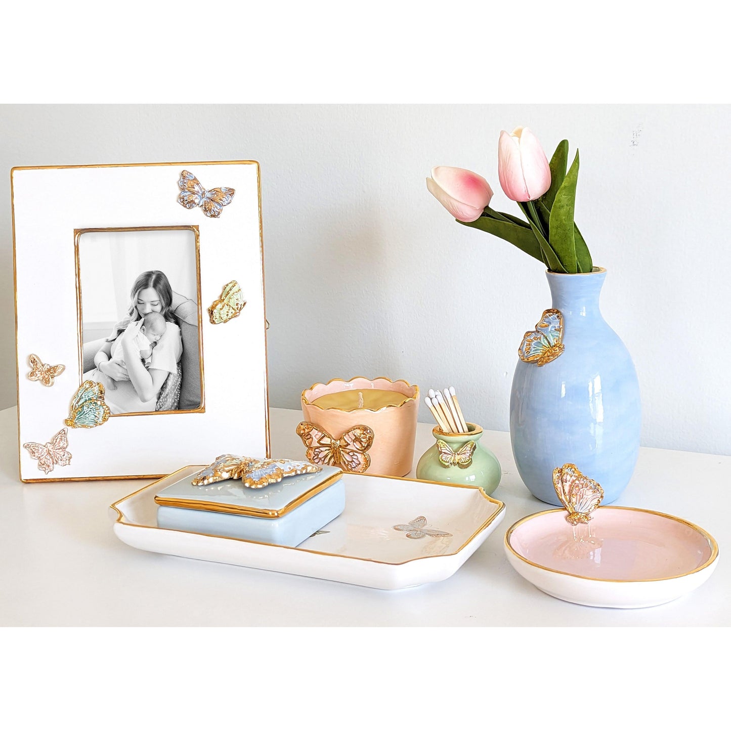 Gilded Butterflies Trays with 22K Gold Accent