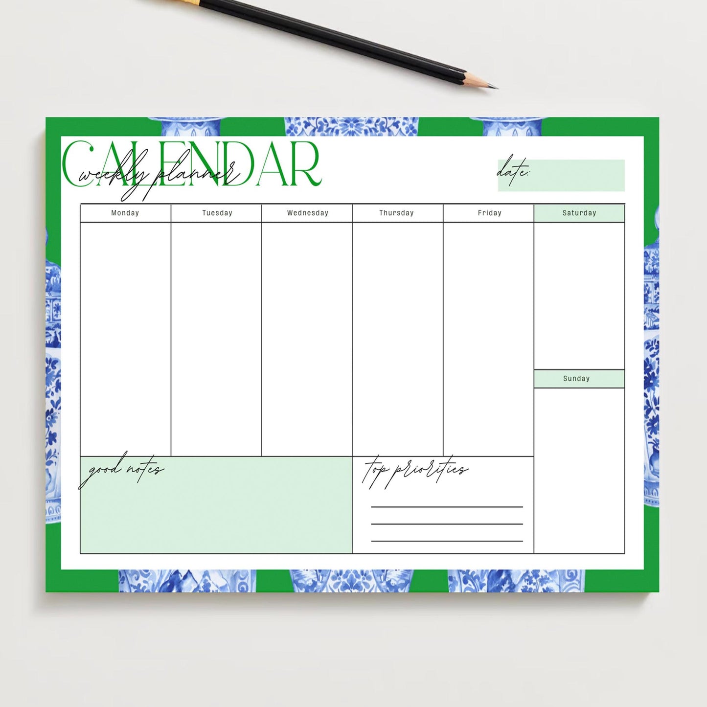 Ginger Jar Weekly Planner - Green | Planner by JOSIL Paperie