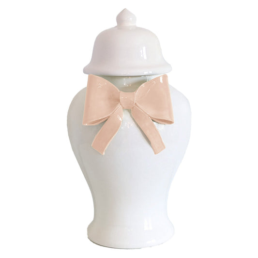 Ginger Jars with Sculpted Ceramic Bow in Blush