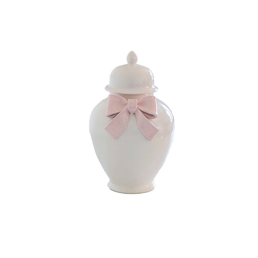 Ginger Jars with Sculpted Ceramic Bow in Cherry Blossom