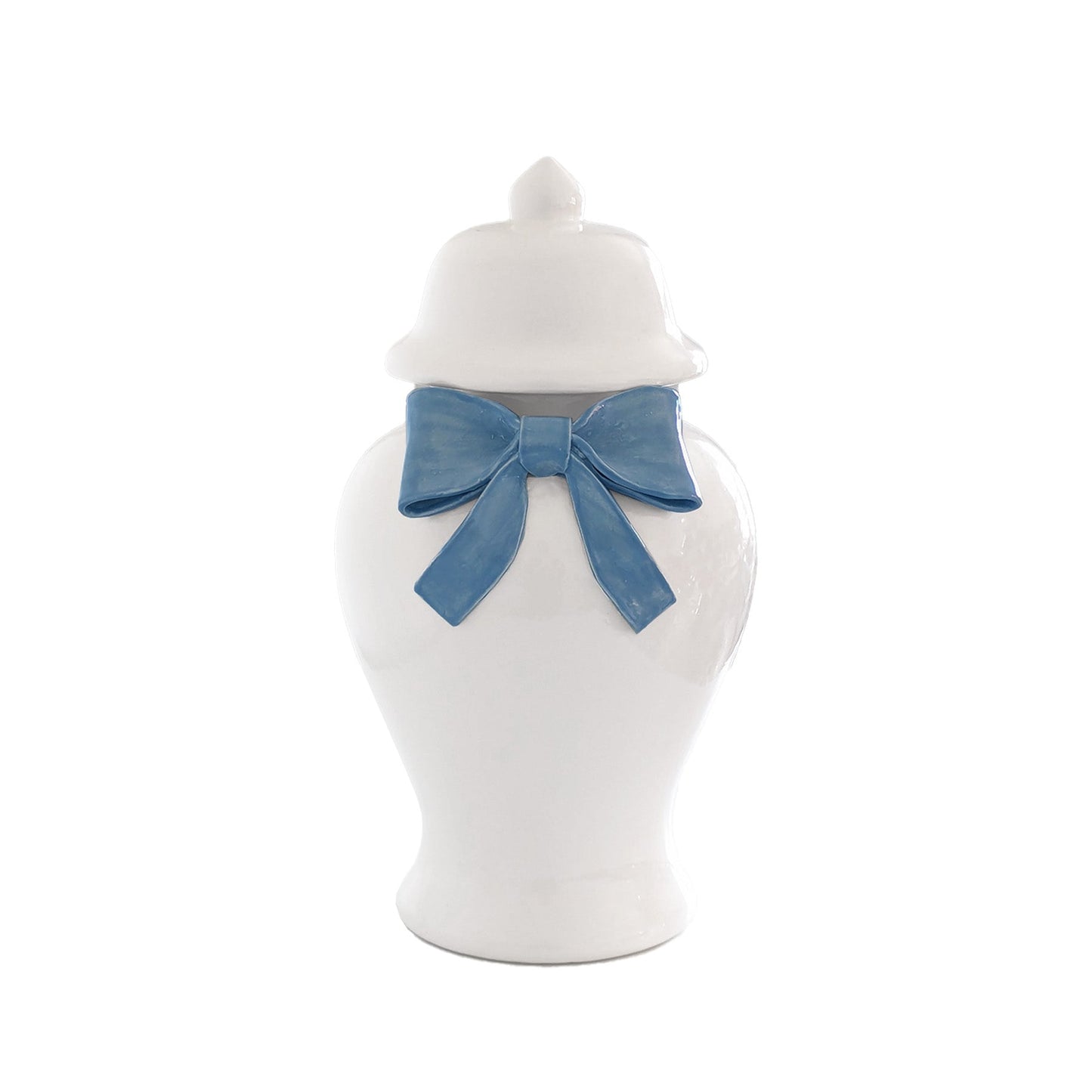 Ginger Jars with Sculpted Ceramic Bow in French Blue