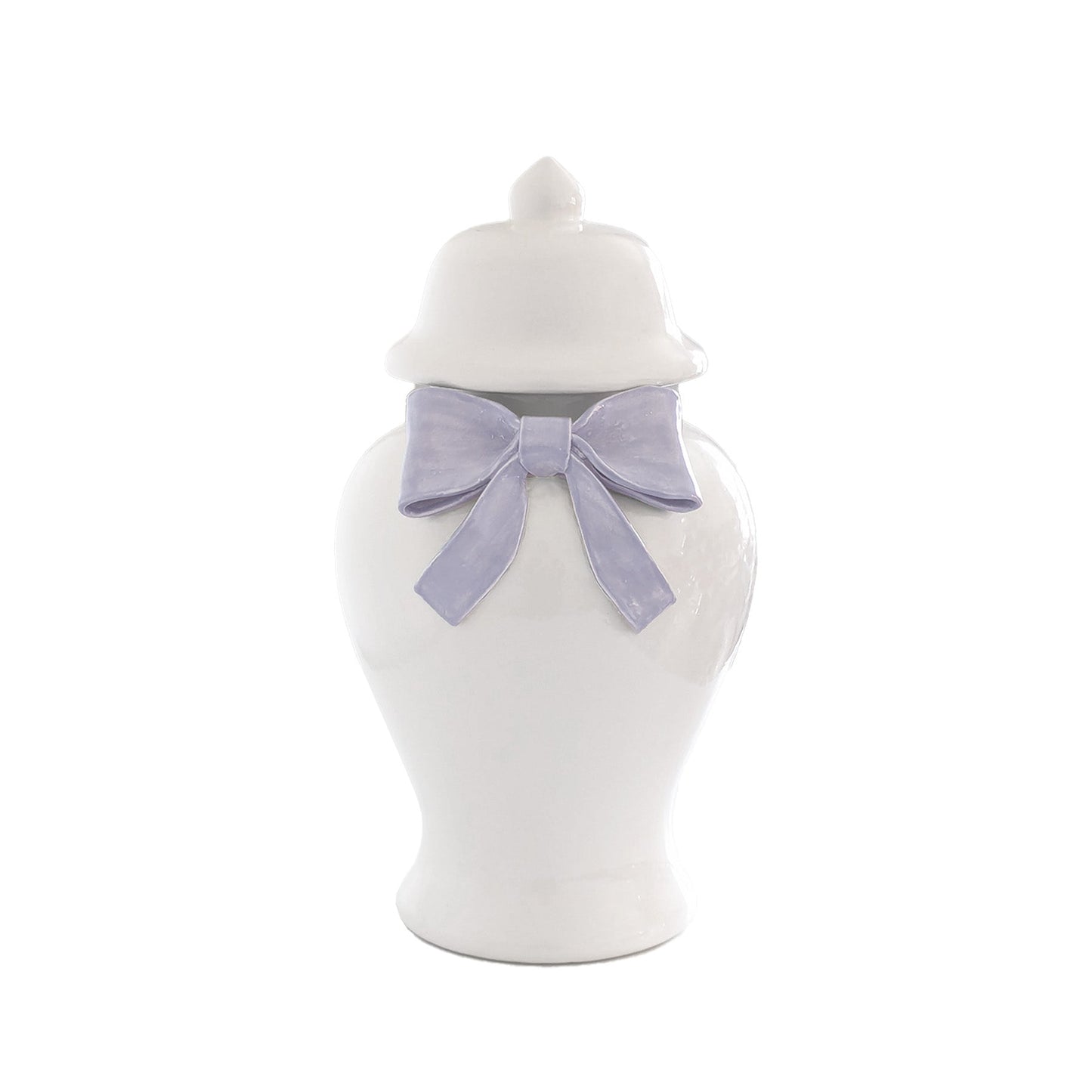 Ginger Jars with Sculpted Ceramic Bow in Light Lavender