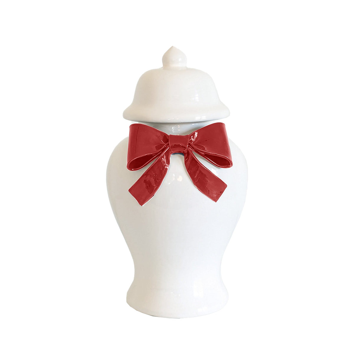 Ginger Jars with Sculpted Ceramic Bow in Red