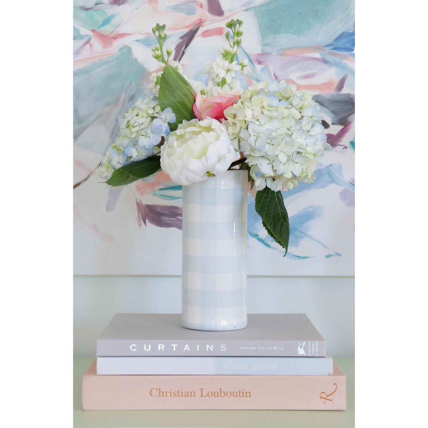 Gingham Column Vase