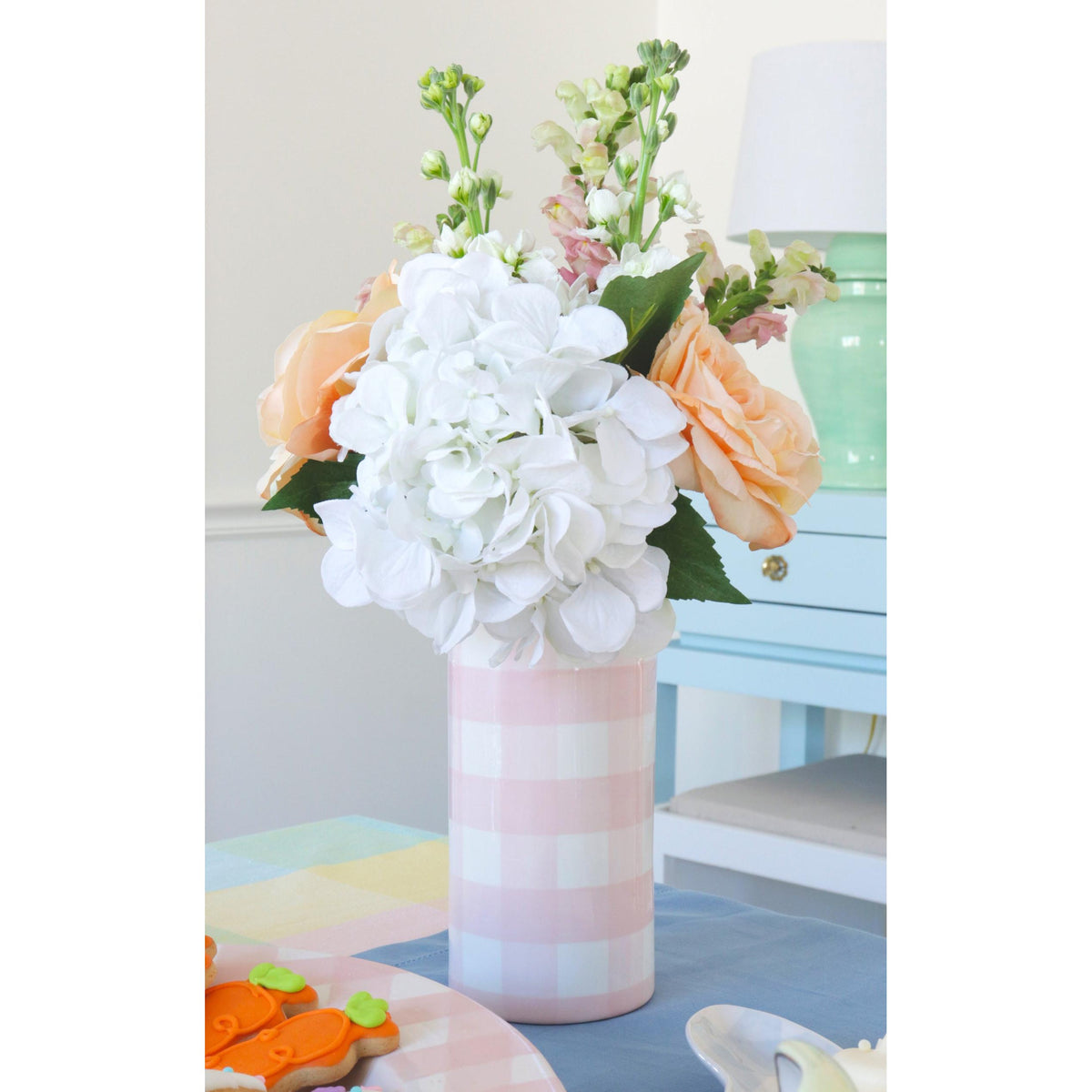Gingham Column Vase