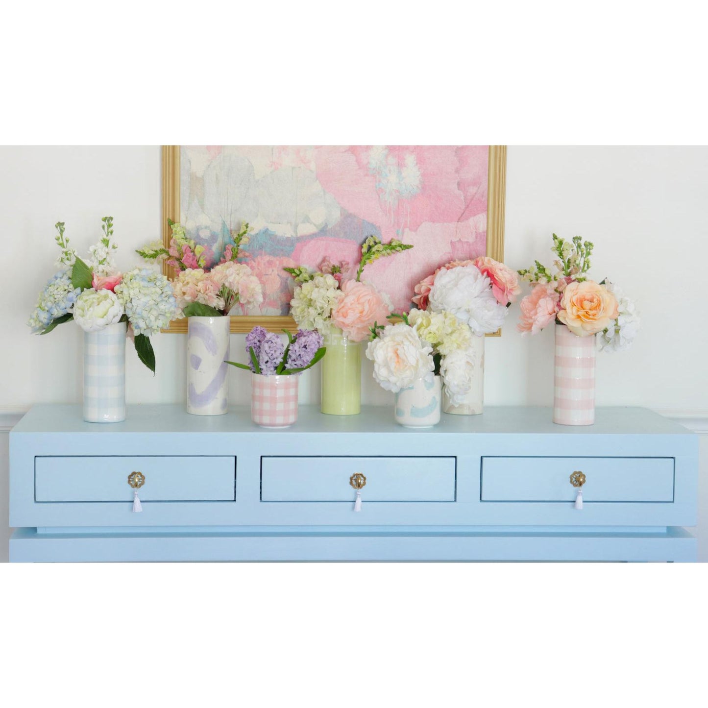 Gingham Column Vase