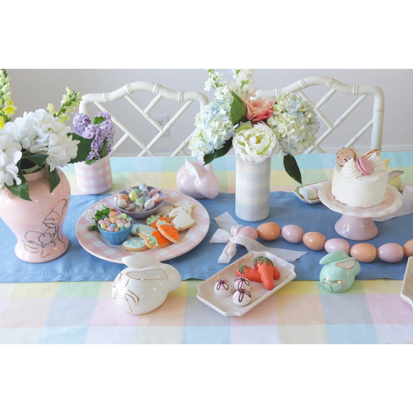 Gingham Column Vase
