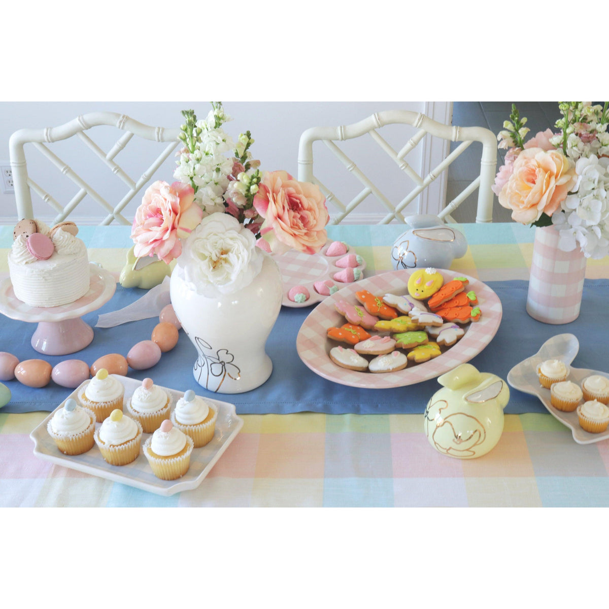 Gingham Column Vase