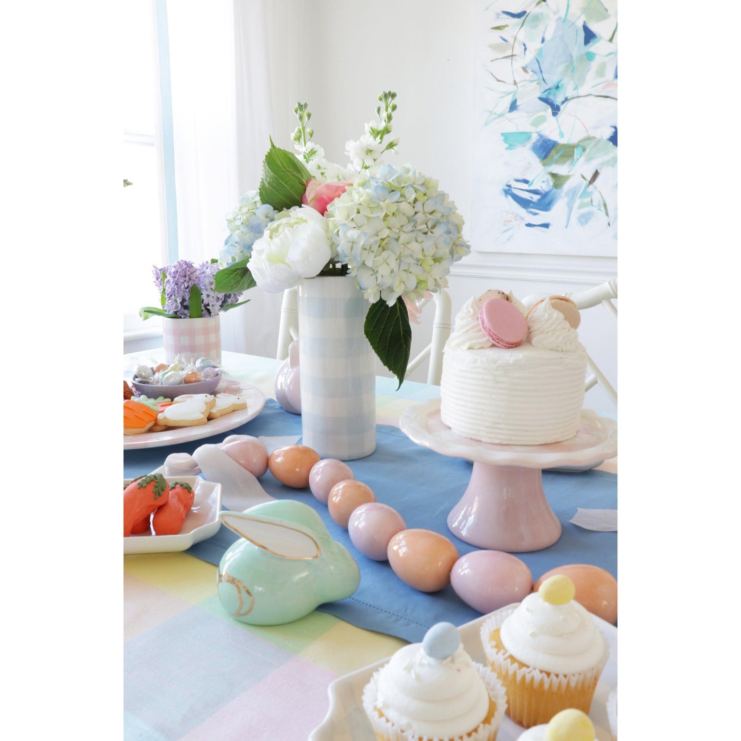 Gingham Column Vase