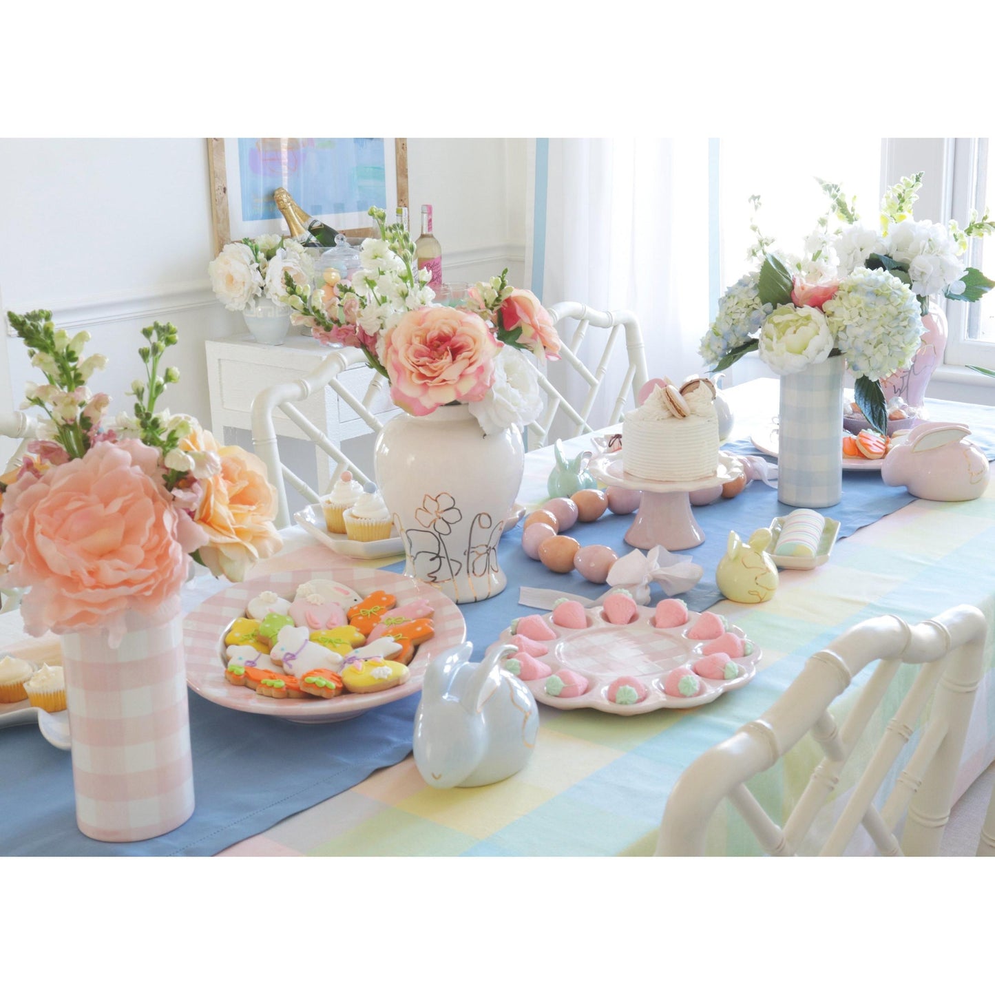 Gingham Column Vase