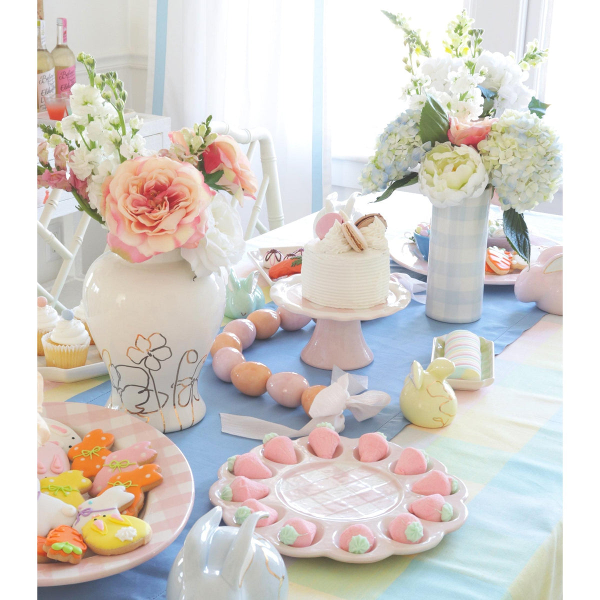 Gingham Column Vase